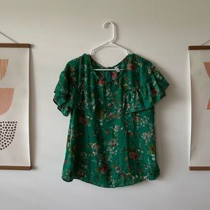 Green floral shirt/blouse from Xhilaration Target size L